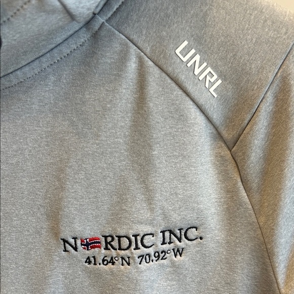 UNRL Crossover Hoodie Gray Nordic Inc Hoodie with Flag Patch Men’s Medium - Picture 2 of 12